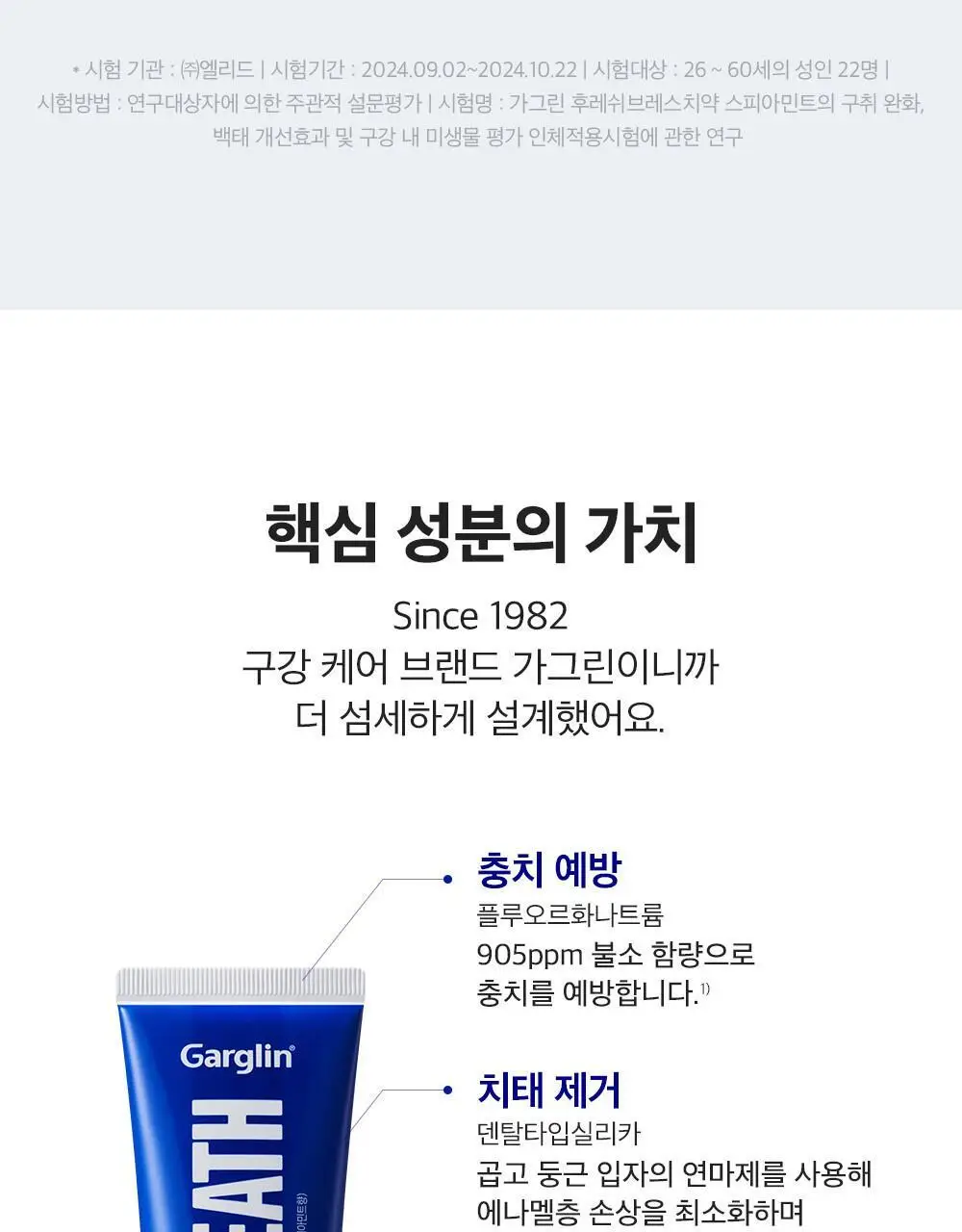 [불소포함] 가그린 스피아민트 치약 120g 상세페이지 10
